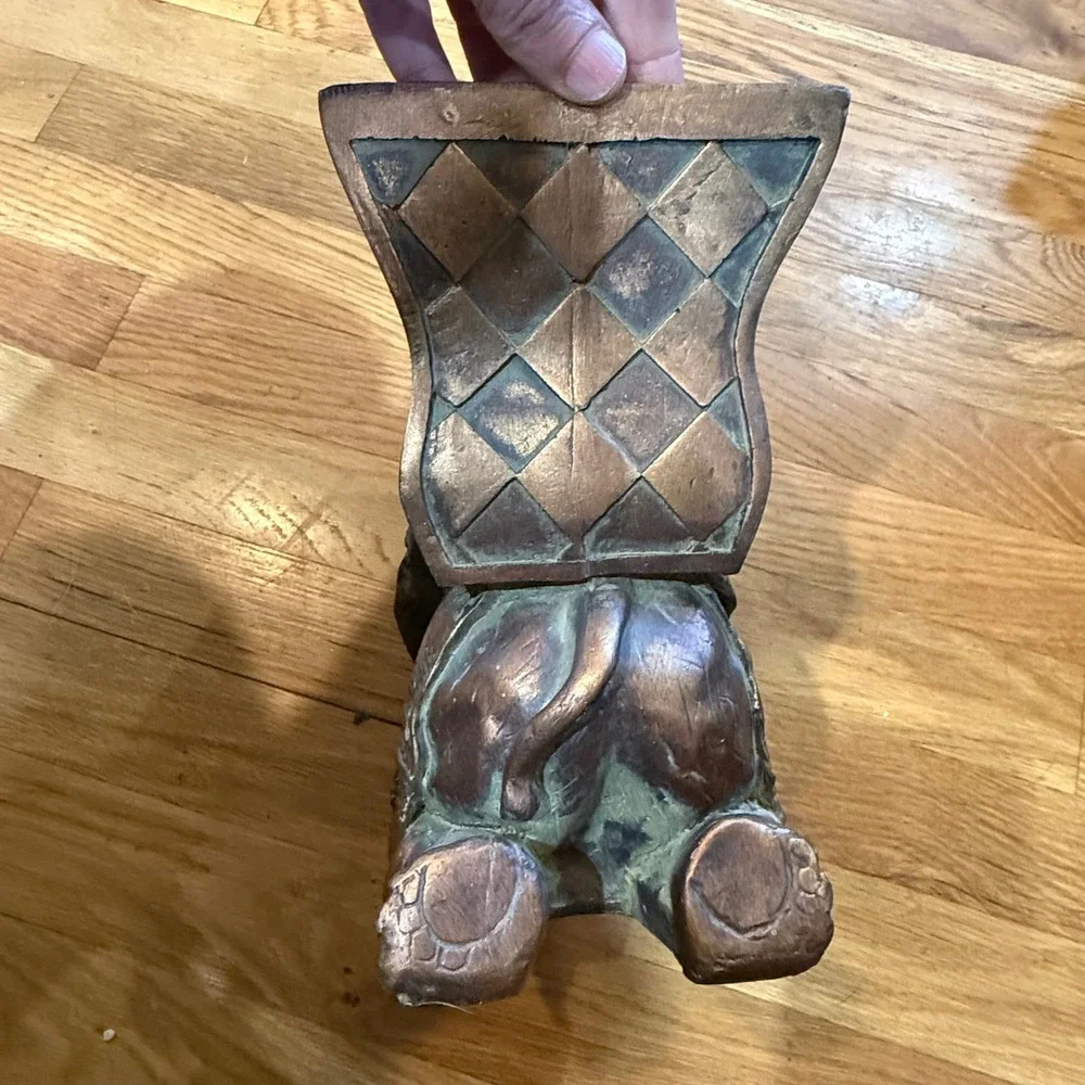 Vintage Style Bronze Colored  Elephant Planter Decorative Basket Animal Statue